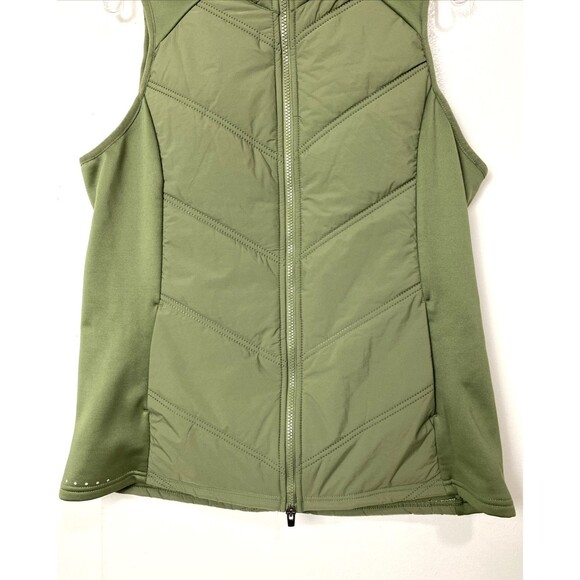 AVIA Fleece Vest Size L Green Olive Full Zip Pockets Mock Neck Sleevless - Picture 3 of 12
